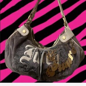 Juicy Couture Gray and Cream Shoulder Bag